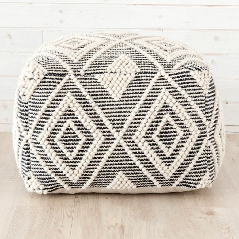 プフ クッション オットマン スツール ブラック 黒 W 55cm D 55cm H