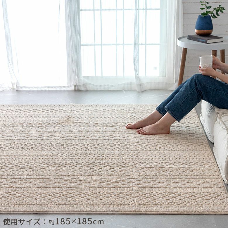 ラグ ラグマット タフト 185×240cm 国産 ケーブル 防ダニ [96038