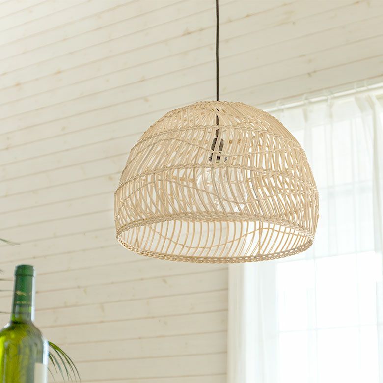 ランプシェード ペンダントライト 照明 ラタン 籐 1灯 口金E26 60W LED