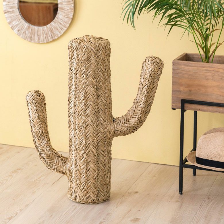 オブジェ サボテン Mサイズ シーグラス スタンド W 52cm D 15cm H 60cm