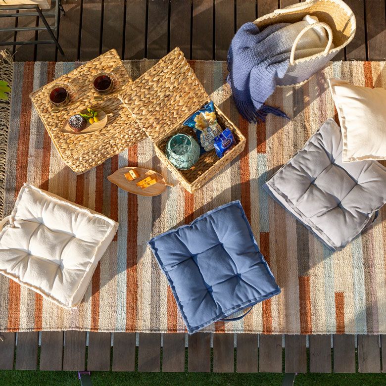 フロアクッション クッション スクエア 正方形 四角 キャンバス地 約 W