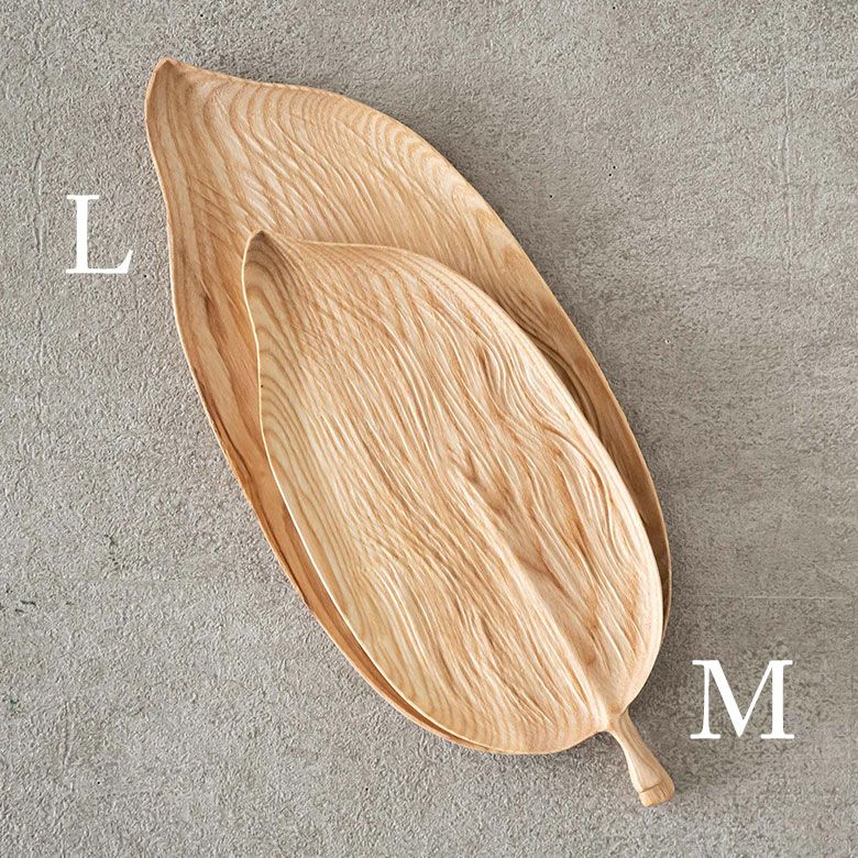 ウッドトレイ 葉っぱ リーフ L ナチュラル 木製 トレイ ウッド 約 W