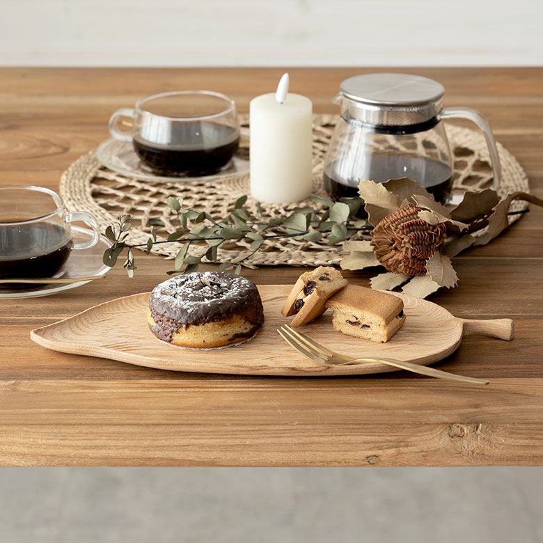 ウッドトレイ 葉っぱ リーフ L ナチュラル 木製 トレイ ウッド 約 W