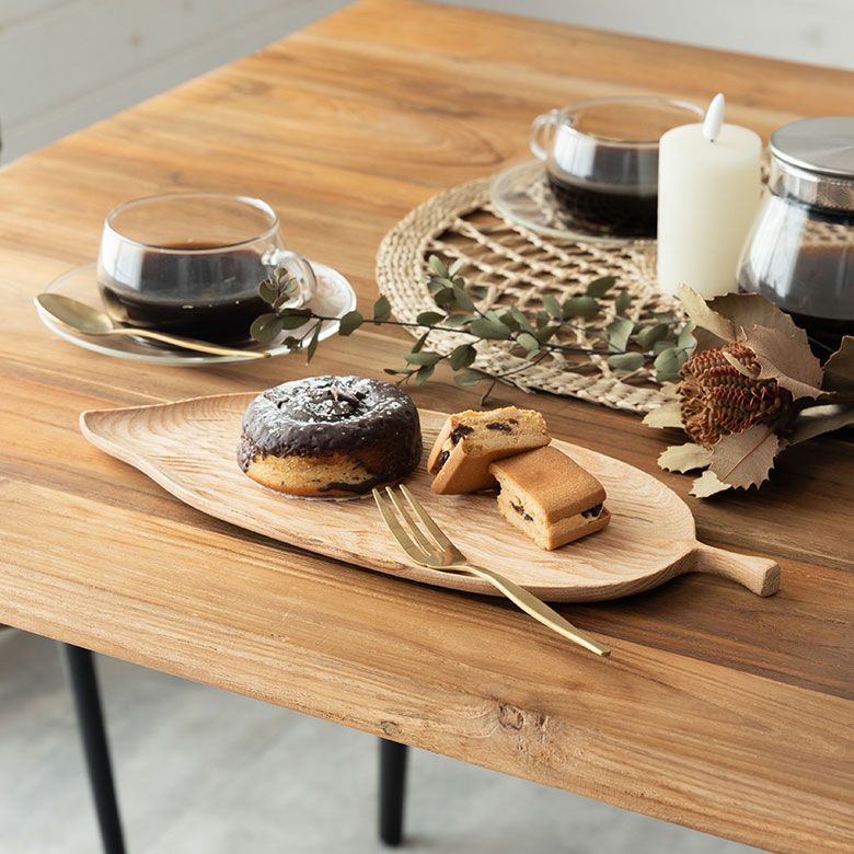 ウッドトレイ 葉っぱ リーフ L ナチュラル 木製 トレイ ウッド 約 W