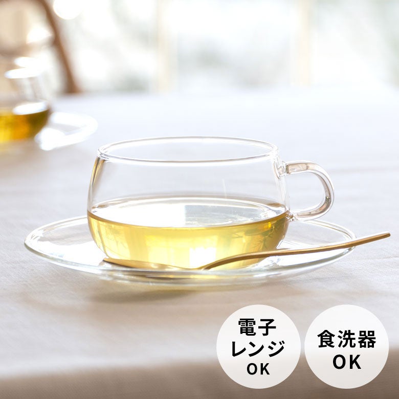 ティーカップ＆ソーサー 耐熱ガラス 230ml クリア [90385]【 ティー