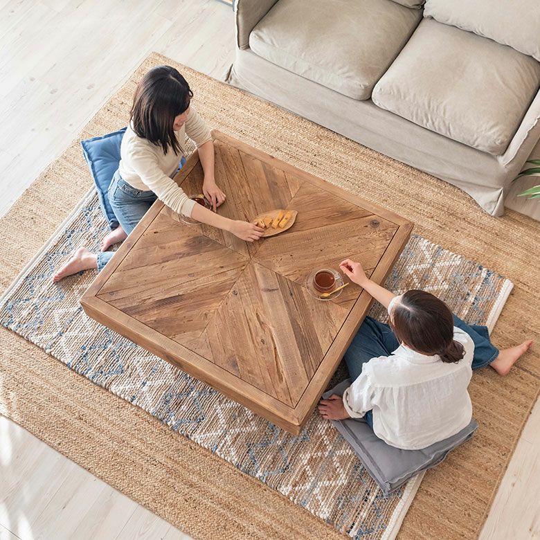 センターテーブル テーブル 木製 W 100 × D 100 × H 36 cm 正方形