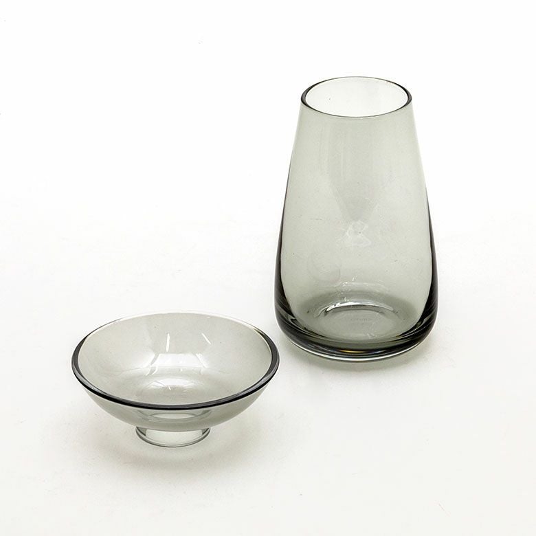 フラワーベース 一輪挿し ガラス クリア グレー 直径 8cm 高さ 13cm