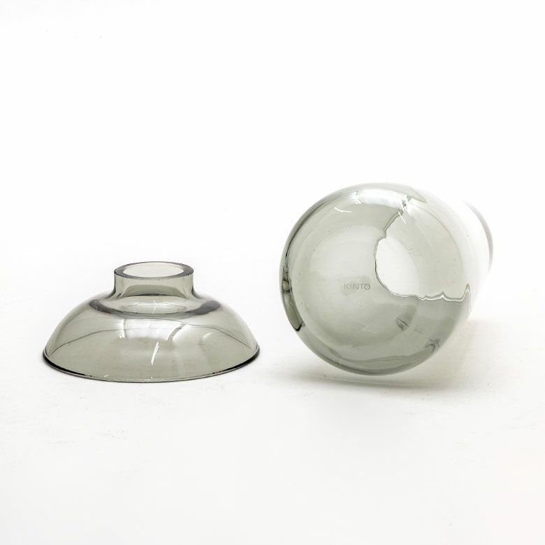 フラワーベース 一輪挿し ガラス クリア グレー 直径 8cm 高さ 13cm