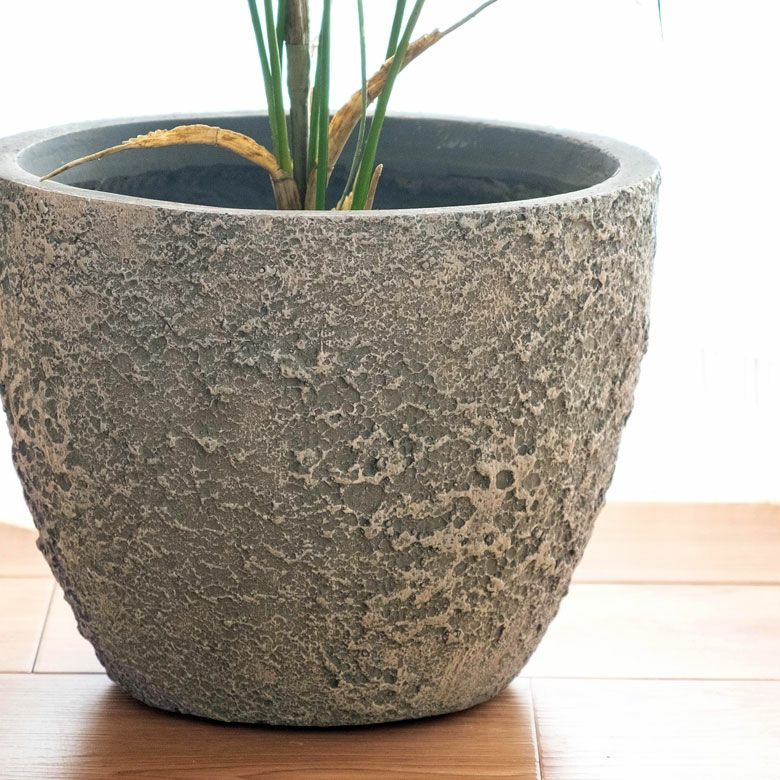 バリ風石材プランター プランター ストーン風 直径 25 cm 高さ 20 cm グレー 酸化