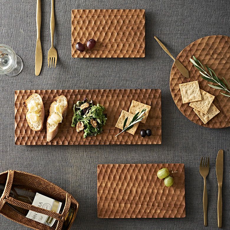 プレート 木製 チーク ウッド 約 W 40cm D 15cm × H 2cm お皿 長方形