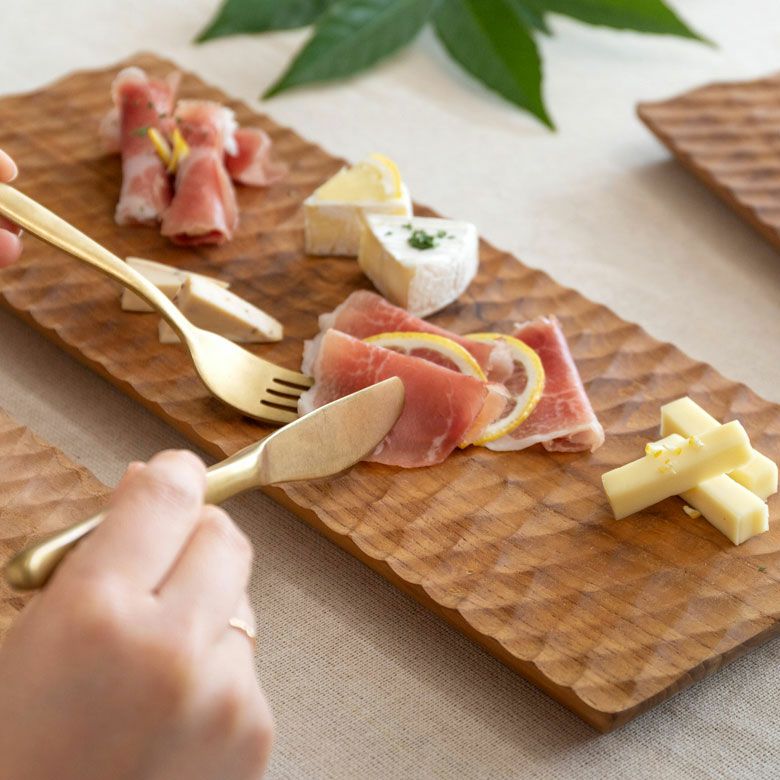 プレート 木製 チーク ウッド 約 W 40cm D 15cm × H 2cm お皿 長方形