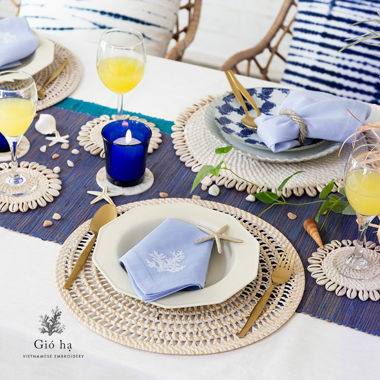 メール便対応】 ナプキン ナフキン マルチクロス ベトナム 刺繍 約 W