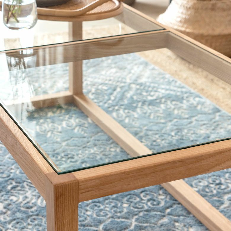 センターテーブル テーブル 木製 ガラス 長方形 W 110 × D 50 cm ロー