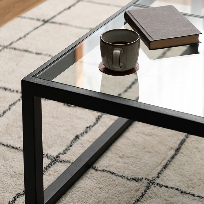 センターテーブル テーブル 木製 ガラス 長方形 W 110 × D 50 cm ロー