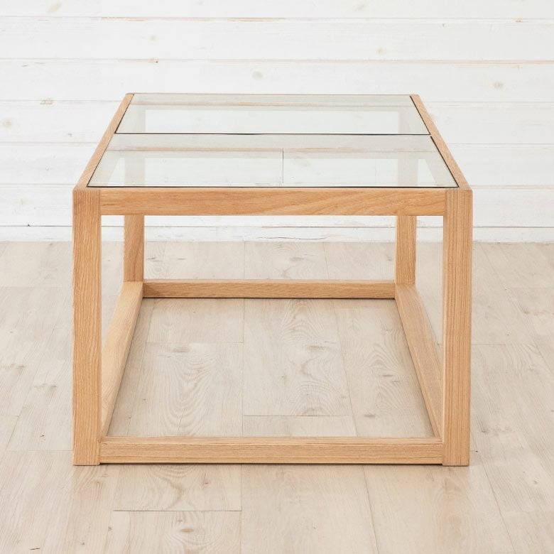 センターテーブル テーブル 木製 ガラス 長方形 W 110 × D 50 cm ロー