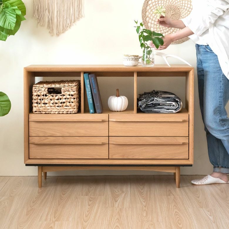 チェスト 木製 引き出し 4杯 オープンタイプ W 100 × D 34 × H 72 cm