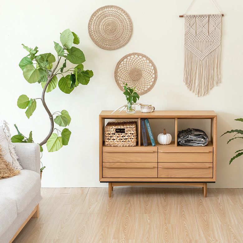 チェスト 木製 引き出し 4杯 オープンタイプ W 100 × D 34 × H 72 cm