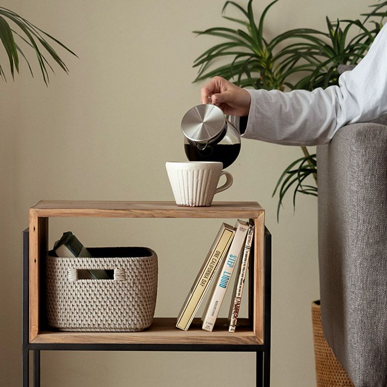 欅材アイアンシェルフ　観葉植物置き台　コーヒーテーブル　ナイトテーブル 欅材アイアンシェルフ 観葉植物置き台 コーヒーテーブル ナイト