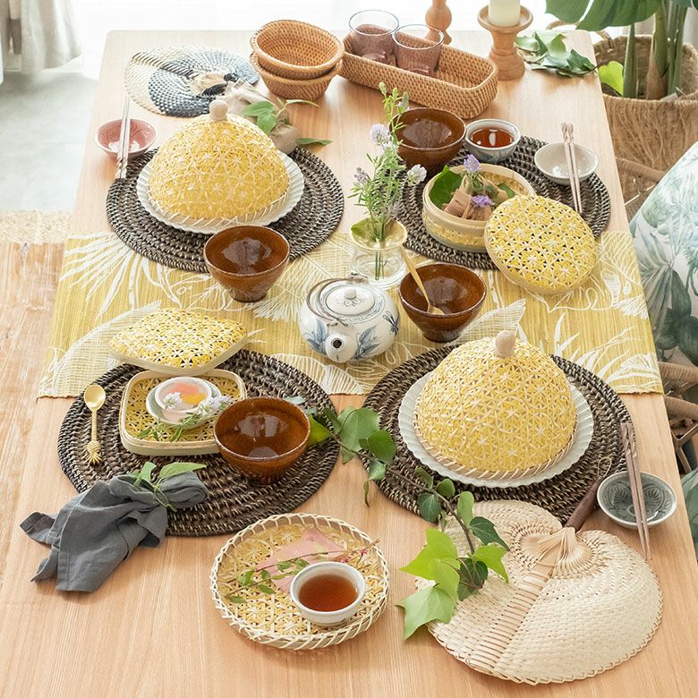 収納ボックス バンブー 蓋つき ボックス ケース W 16cm D 16cm H 6cm
