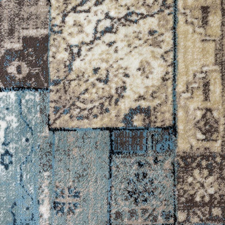 ペルシャ風パッチワークラグ 133×190cm グレー ウィルトン織り