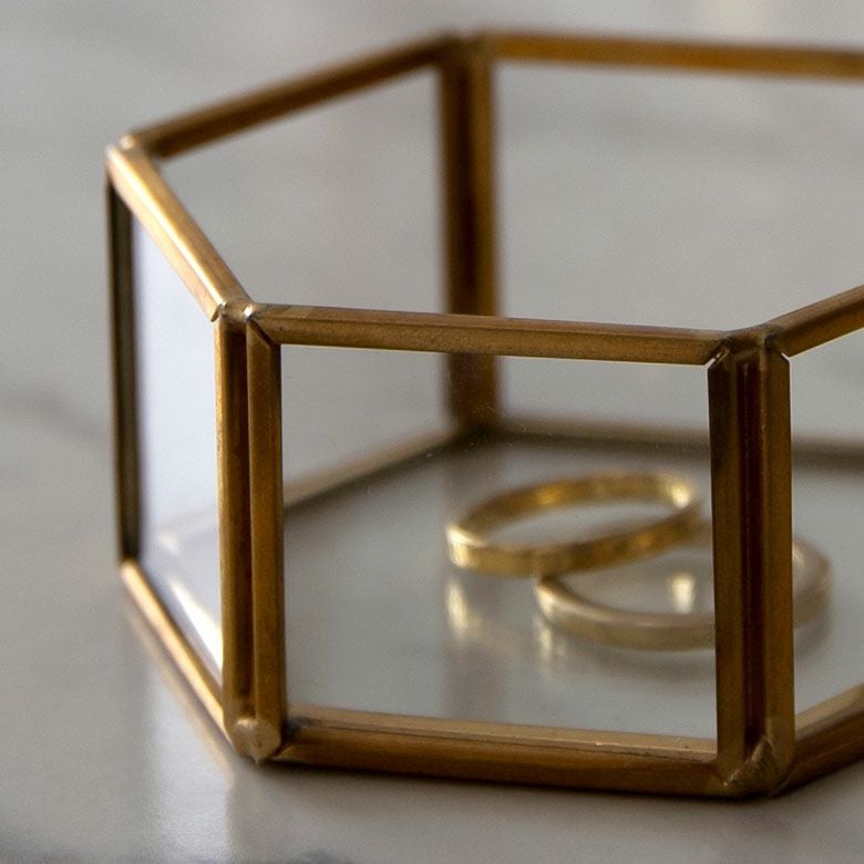 アクセサリーケース ガラスと真鍮 ガラスケース アクセサリー収納 六