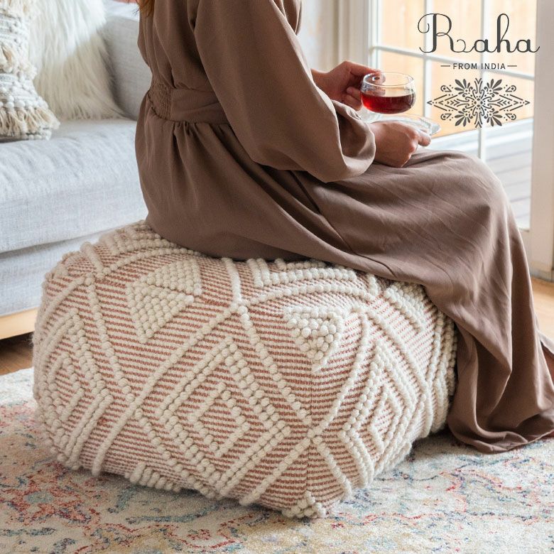 クッション プフ ボリューム クロス デザイン コットン 約 W 40 × D 40