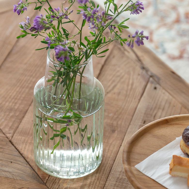 フラワーベース 花瓶 ガラス クリア 直径 10cm 高さ 18cm [90425