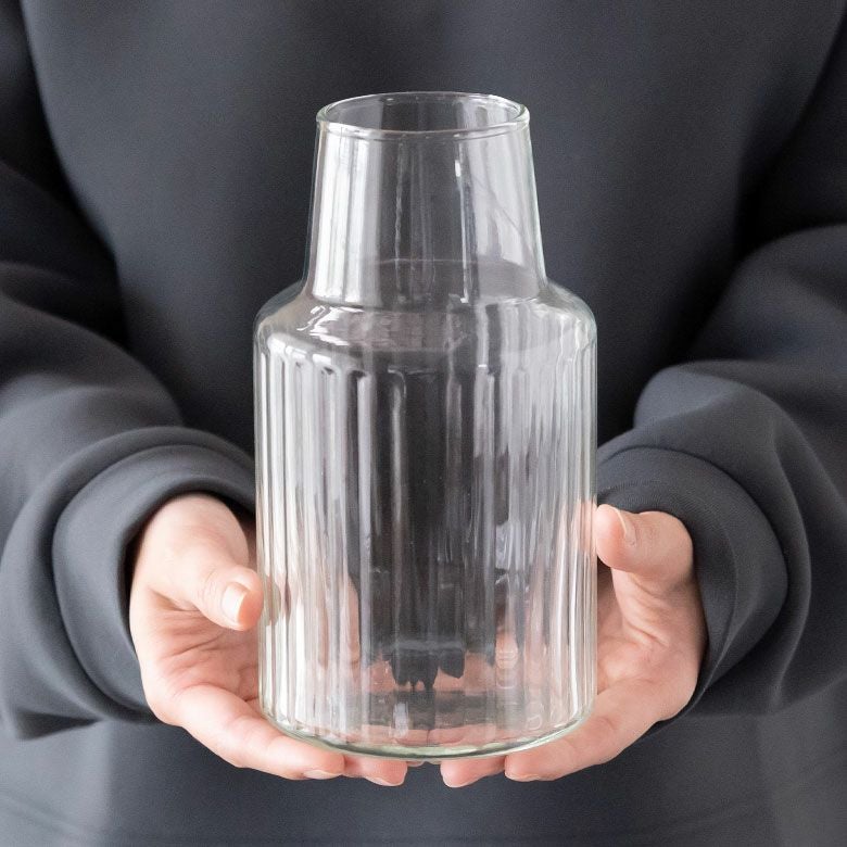 フラワーベース 花瓶 ガラス クリア 直径 10cm 高さ 18cm [90425