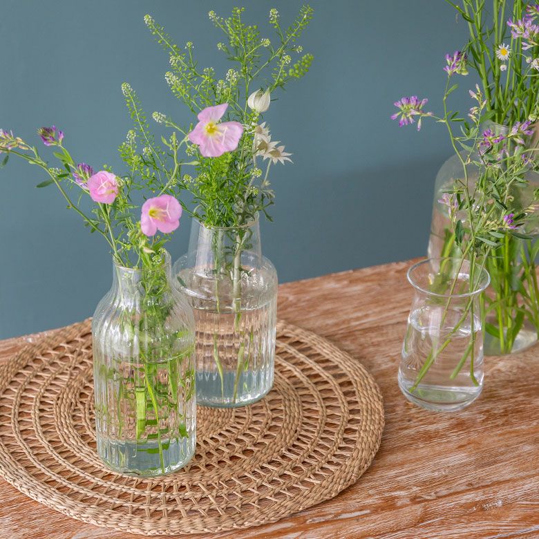 フラワーベース 花瓶 ガラス クリア 直径 10cm 高さ 18cm [90425