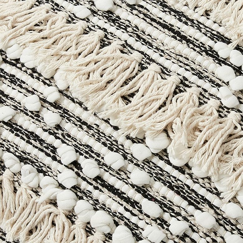 クッションカバー コットン ハンドルーム（手織り） 45×45cm フリンジ