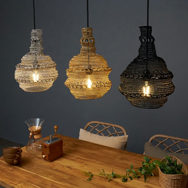 ペンダントランプ ワイヤーメッシュ ランプシェード「ティアドロップ