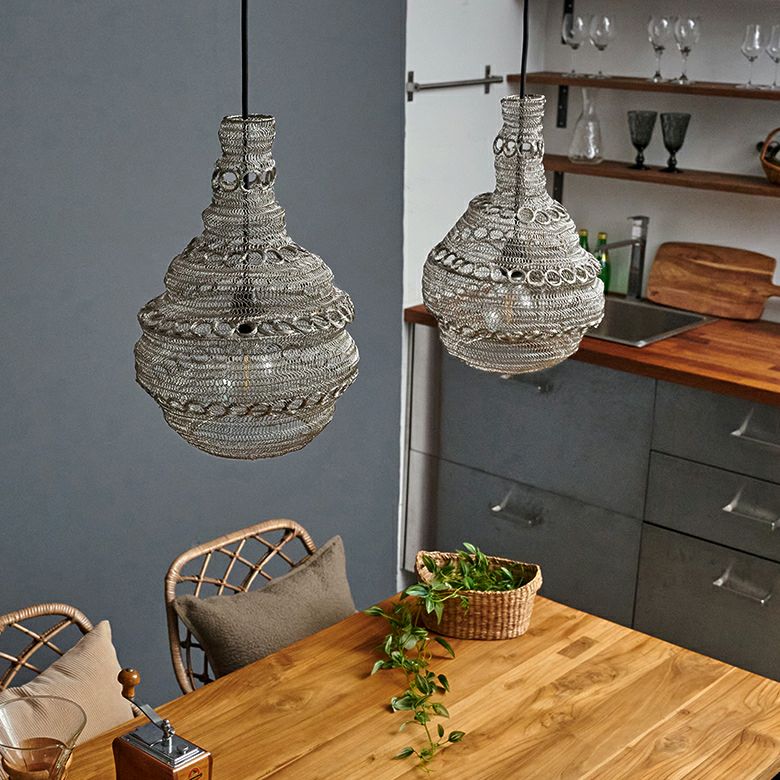 ペンダントランプ ワイヤーメッシュ ランプシェード「ティアドロップ