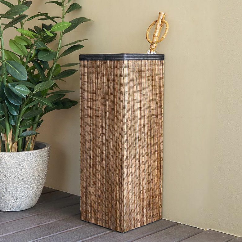 傘立て ラタン 金属 筒形 受け皿付き 長傘 傘立 傘たて 傘置き 約 W