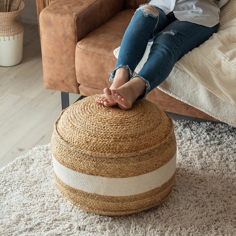 プフ スツール オットマン プーフ フロアスツール ラウンド ジュート
