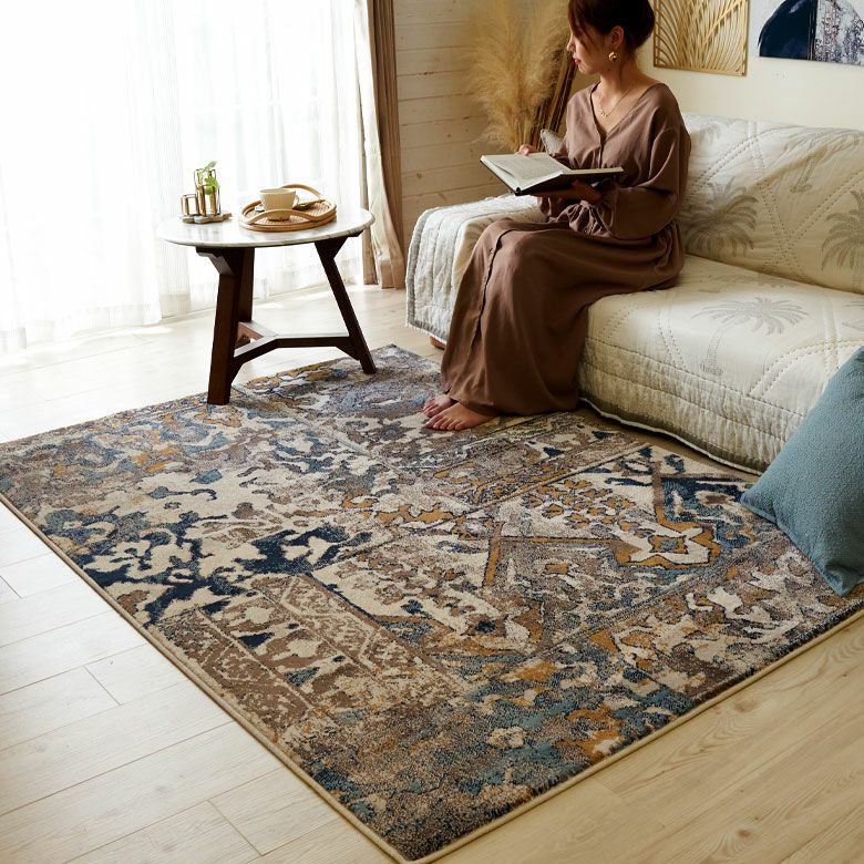 ラグ ラグマット 約 130×190cm エジプト製 ペルシャ 絨毯風 パッチ