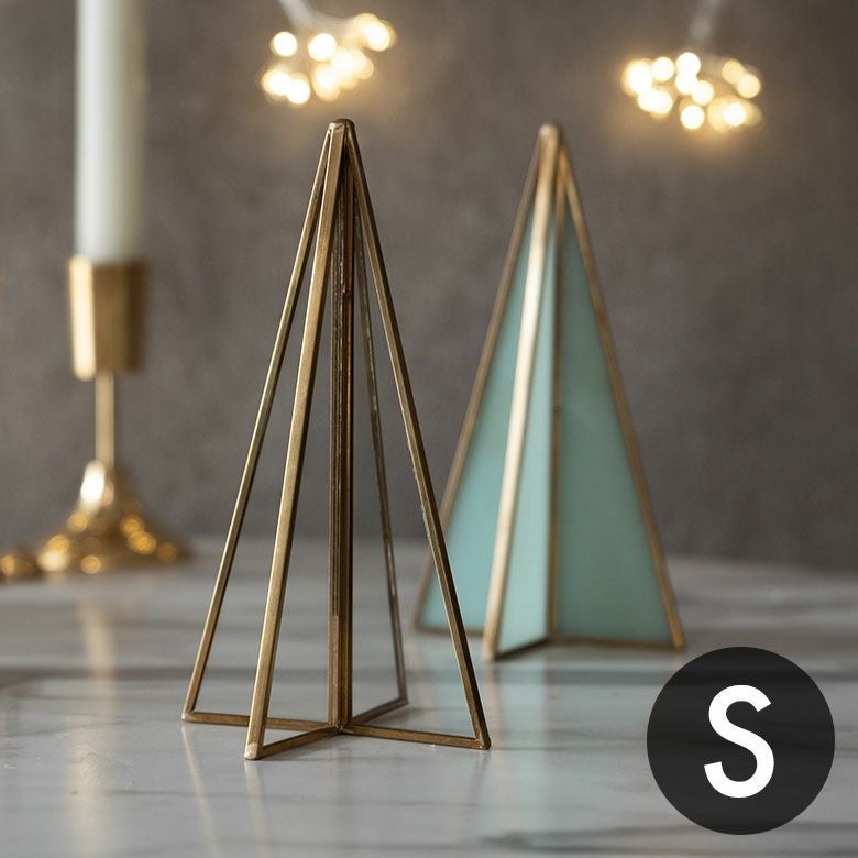 クリスマスツリー オブジェ デコレーション ガラスと真鍮 Sサイズ 約W8