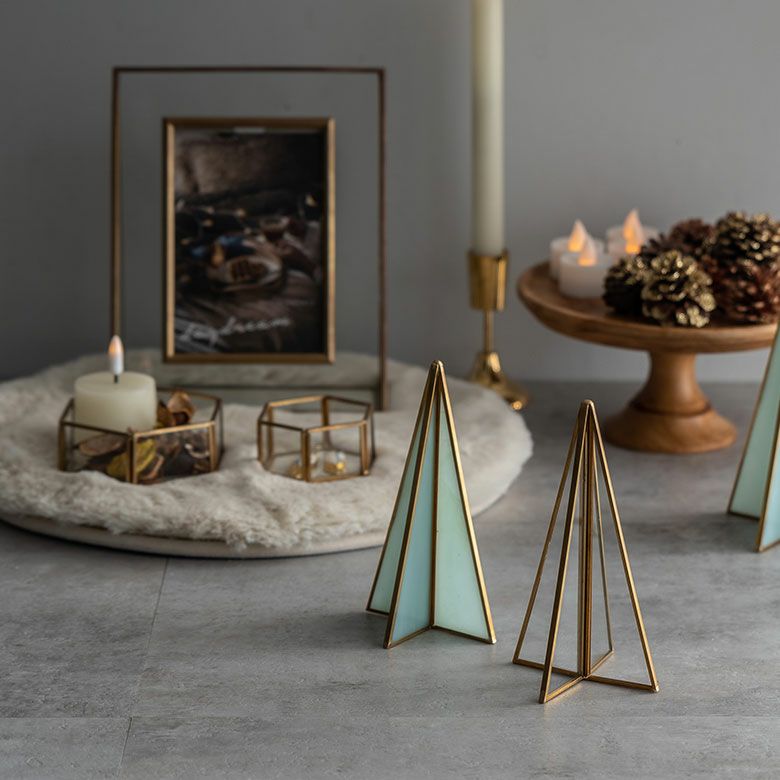 クリスマスツリー オブジェ デコレーション ガラスと真鍮 Sサイズ 約W8