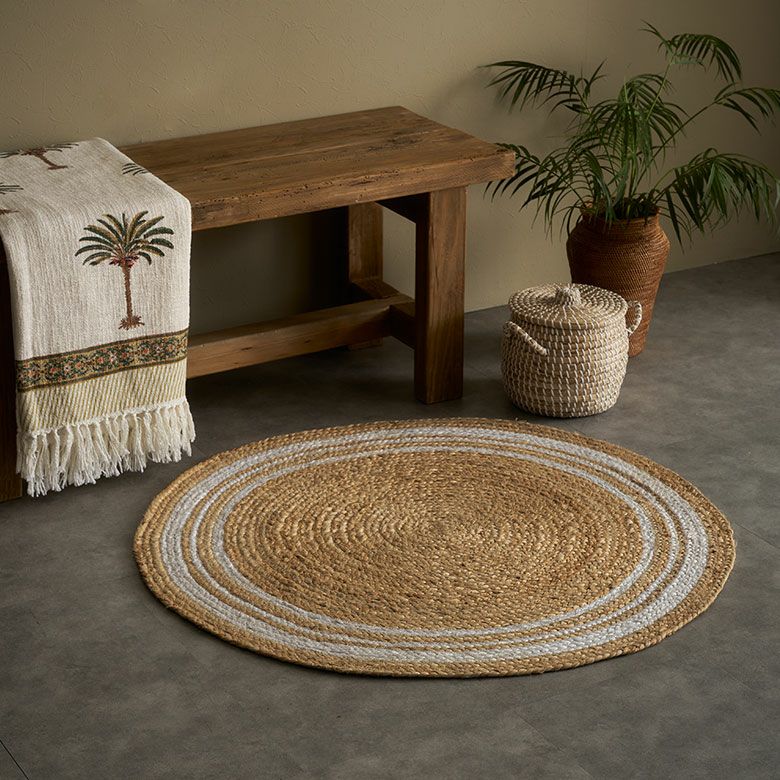 ラグ カーペット ジュートラグ 幅90cm 90×90 円形 丸 約 W 90cm D 90cm