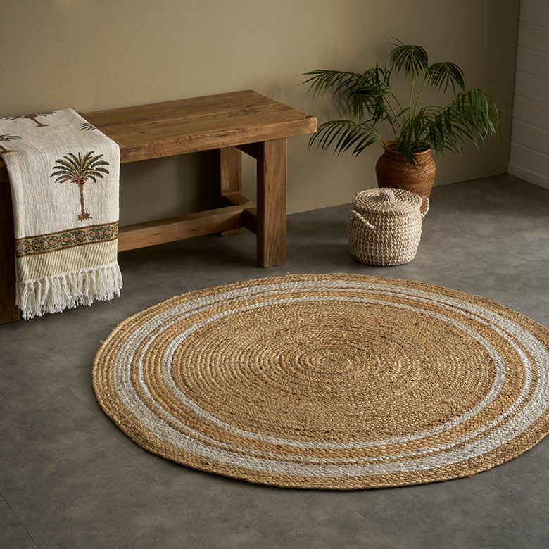 ラグ カーペット ジュートラグ 幅120cm 120×120 円形 丸 約 W 120cm D