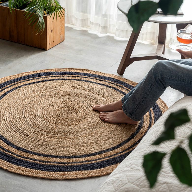 ラグ カーペット ジュートラグ 幅120cm 120×120 円形 丸 約 W 120cm D