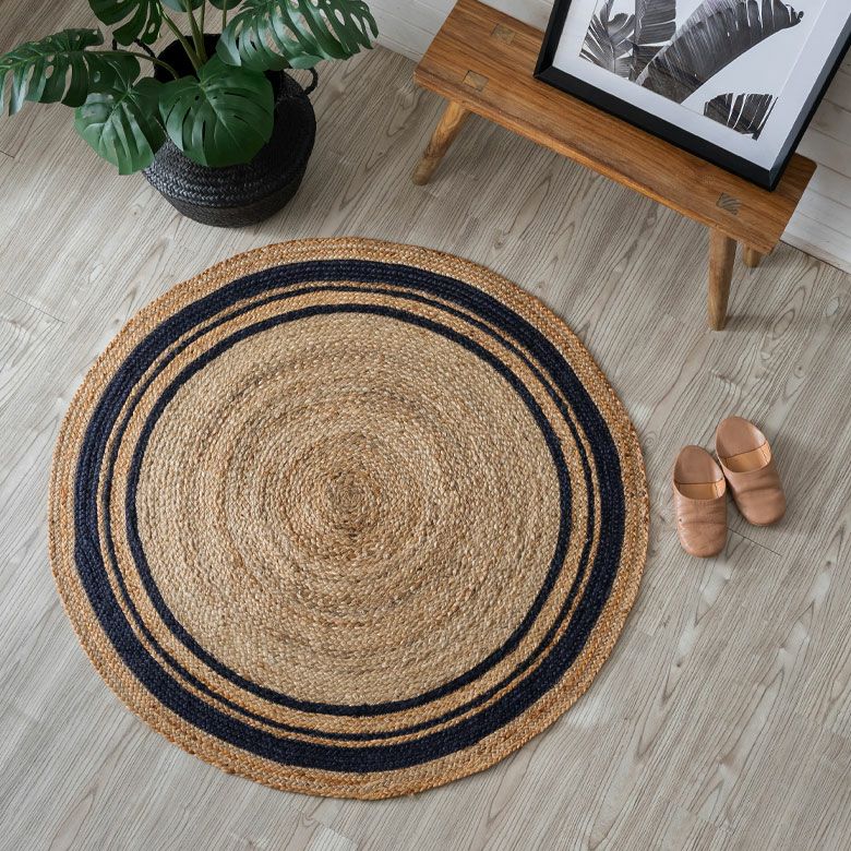 ラグ カーペット ジュートラグ 幅120cm 120×120 円形 丸 約 W 120cm D