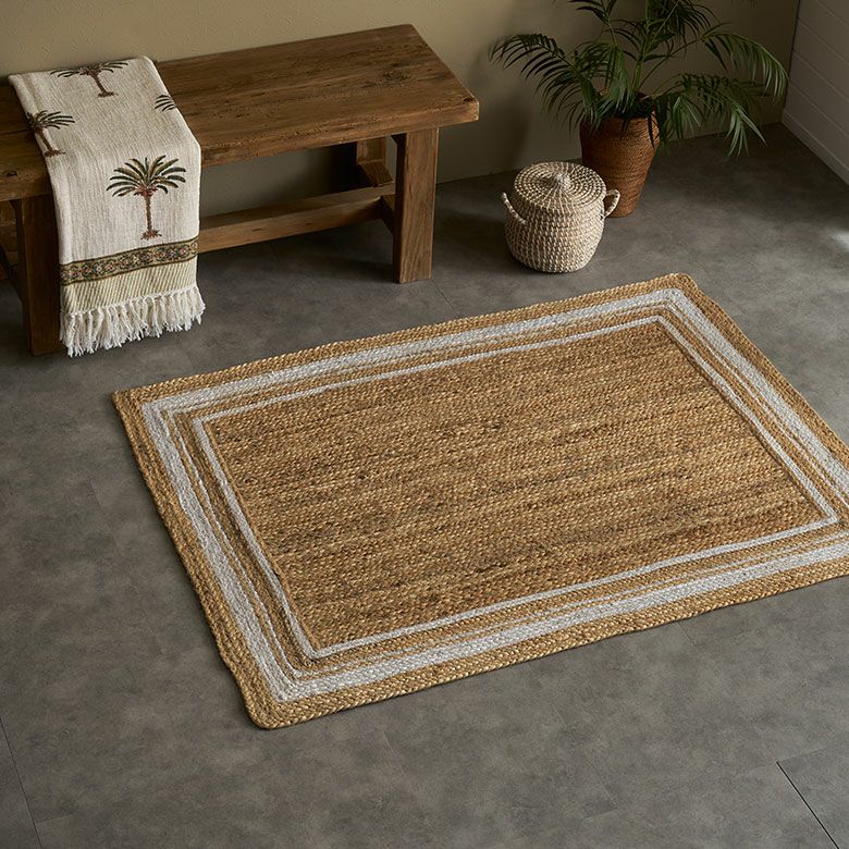 ラグ カーペット ジュートラグ 幅140cm 100×140 長方形 約 W 140cm D