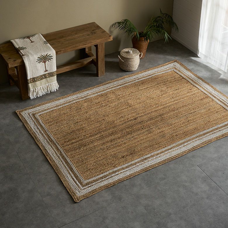 ラグ カーペット ジュートラグ 幅190cm 130×190 長方形 約 W 190cm D