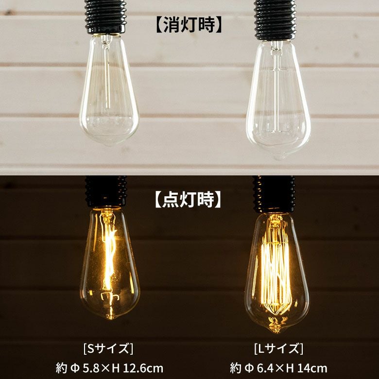 エジソン電球 Sサイズ Lサイズ E26 60W 裸電球 白熱球 ランプ 照明