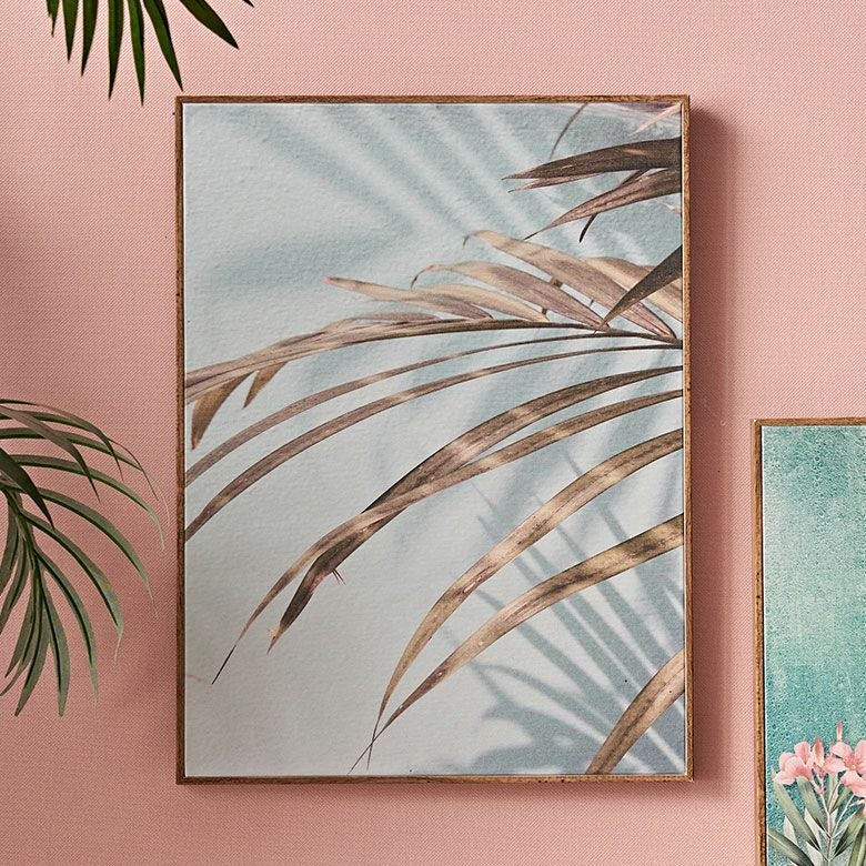 アートパネル パームリーフ フレーム付き グリーン 幅30×高さ40cm