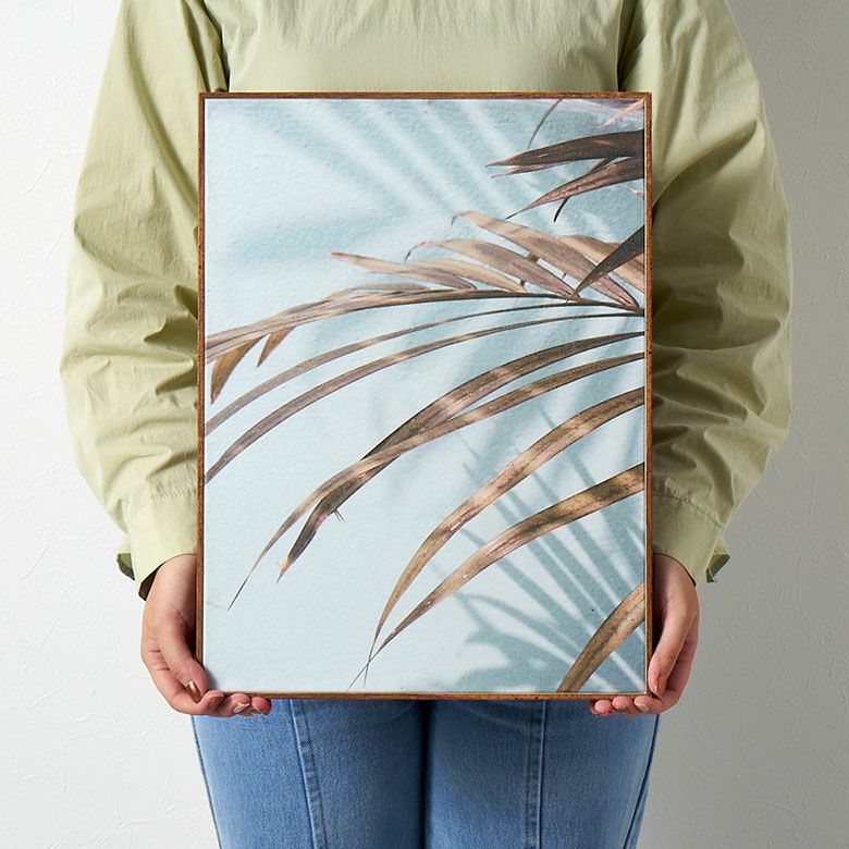 アートパネル パームリーフ フレーム付き グリーン 幅30×高さ40cm