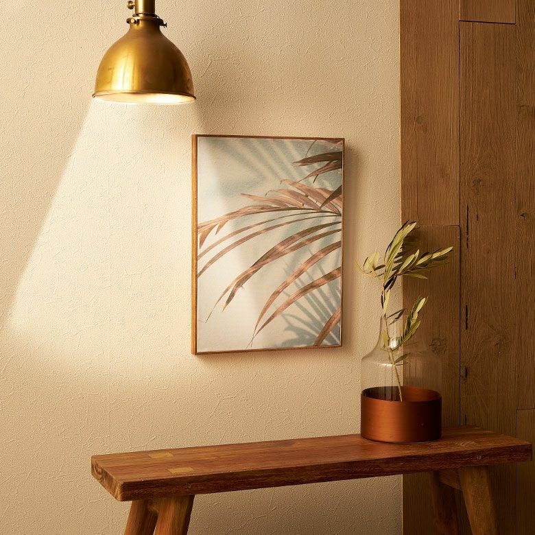 アートパネル パームリーフ フレーム付き グリーン 幅30×高さ40cm