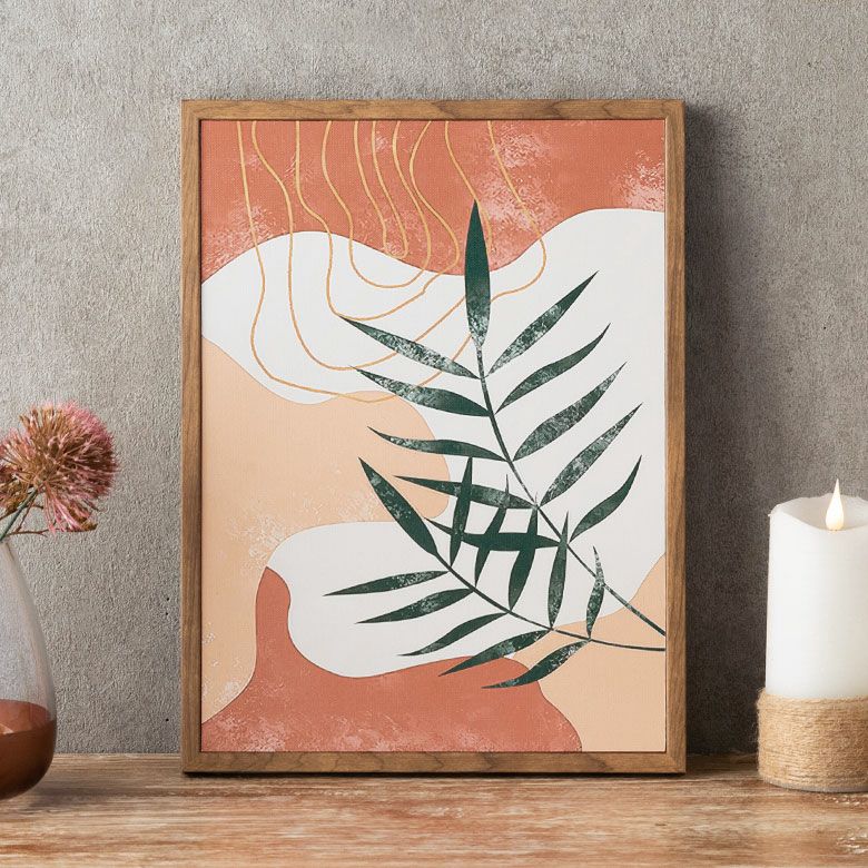 アートパネル テラコッタと緑 フレーム付き ボタニカル 幅30×高さ40cm
