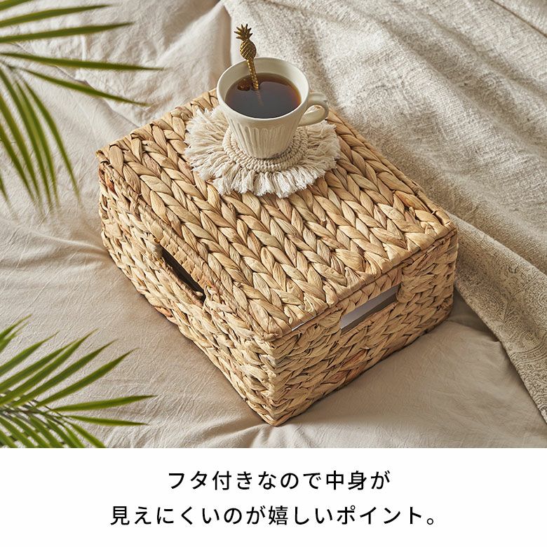 かご バスケット 蓋付き Mサイズ 収納バスケット フタ付き 約 W 33 cm