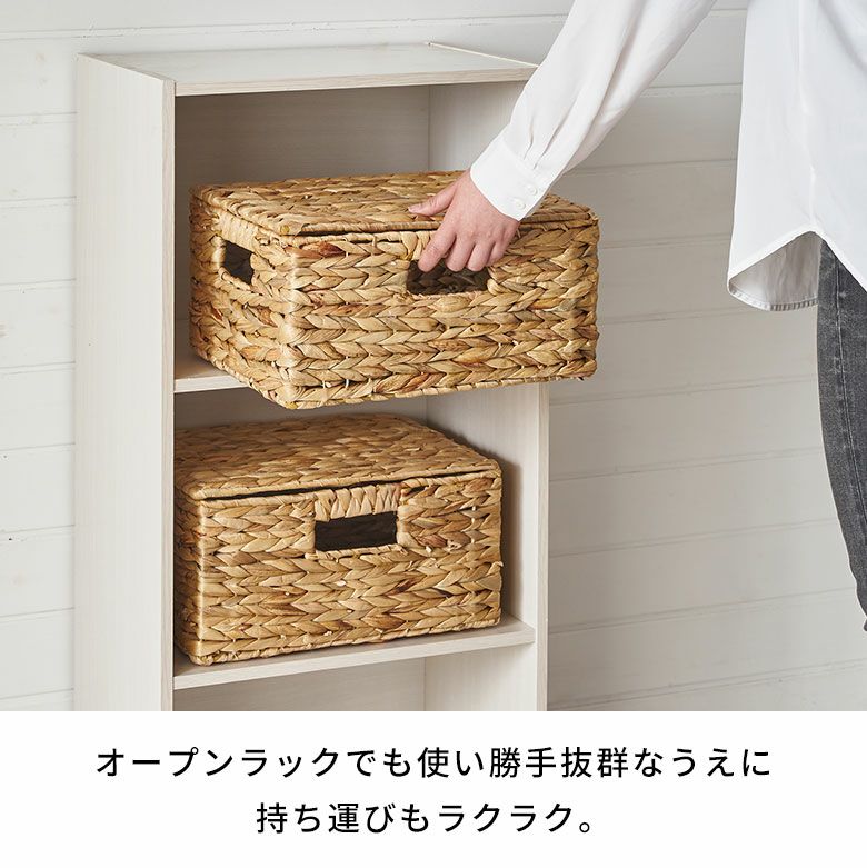 かご バスケット 蓋付き Mサイズ 収納バスケット フタ付き 約 W 33 cm